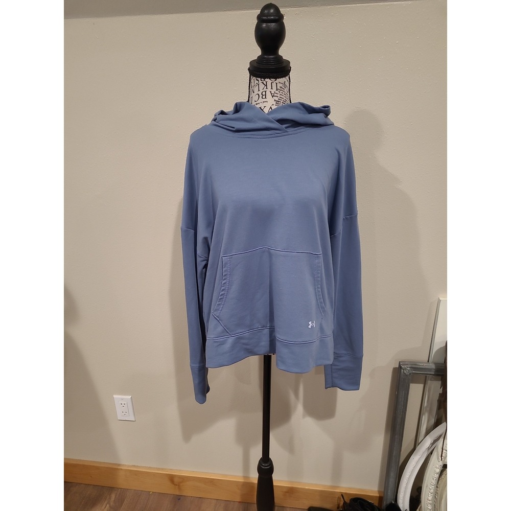 Under Armour Women SZ Lg Loose fit Blue athletic casual Knit hoodie workout